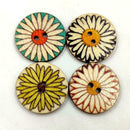 200pcs Wood Buttons 2 Holes Random Flowers Round Button Sewing Crafting