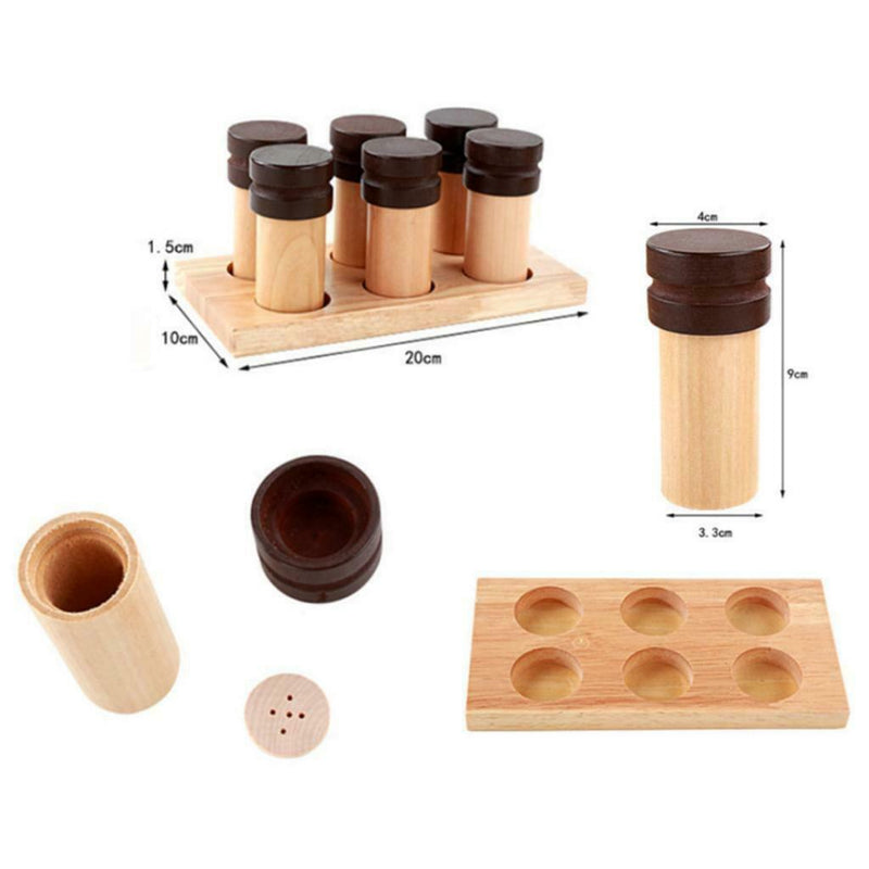 Wooden Montessori Sensorial Material - 12pcs Smelling Cylinders Box Set, Sensory
