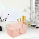 Earrings Storage Box 2 Layers PU Leather Jewelry Display Case (Light Pink) A