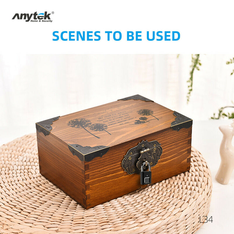 Anytek L34 Smart Fingerprint Padlock Keyless USB Rechargeable Door Suitcase Lock
