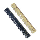 2 Pcs Beautiful Stylish Korea Stationery Lace Wood Ruler Sewing Ruler Offic V3Y9