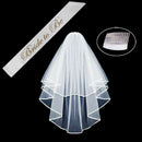 2 Layer Wedding Veil With Comb And Bride to Be Satin Sheer Party Decoration K6W9