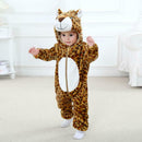 Leopard Shaped Flannel Rompers Baby Kids Long Sleeve Hooded Jumpsuit (0-6M) A
