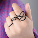 3PCS Women's Punk Black Stack Plain Above Knuckle Ring Midi Finger Tip Rings FT