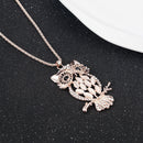 Cute Women's Jewelry Crystal Rhinestone Owl Pendant Necklace Sweater Chain