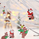 12pcs Christmas Wooden Santa Claus Snowman Elk Xmas Tree Hanging Ornaments