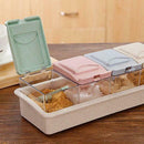 4 Grid Plastic Wheat Straw Flip Drawer Type Spice Jar Seasoning Storage Box