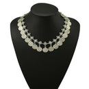 Women Gypsy Festival Bohemian Coin Tassel Pendants Statement Bib Necklace