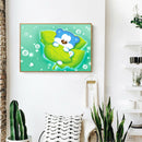 DIY Diamond Painting Kit Full Round Drill Cartoon Bear on Leaf 5D Drawing