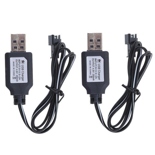 2pcs DC 4.8V 250mA USB Charging Cable - SM Female Plug Cable for RC Car, RC