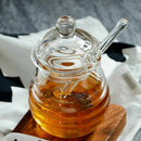 Transparent glass honey jar with lid Honey Jar with Dipper, Clear, 9 Ounces Y4I7