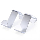 2Pcs  Stainless Steel Metal Over Door Hooks for Clothes Coat Robe Hanger -Q