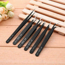 6pcs Stainless Steel Safe Anti-Static Tweezers Set Manicure Tool with Bag  SN9F
