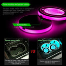 2x Car Cup Holder 7-color LED Light Pad Mat Interior USB Atmosphere E9V9
