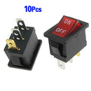 10 Pcs Red Lamp Neon Light SPST ON-OFF Rocker Switches AC 6A/250V 10A/125V U7Y1