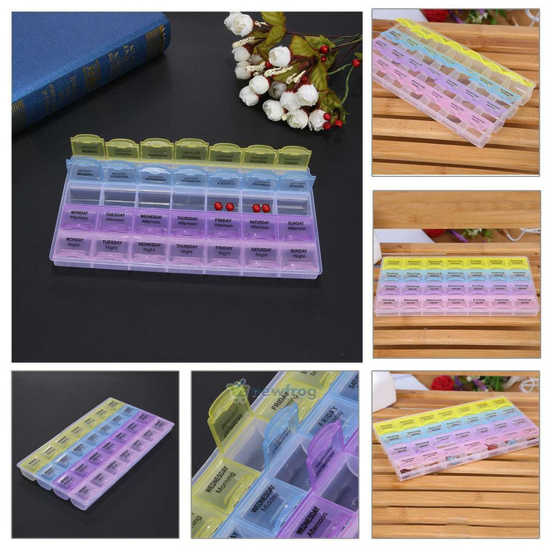 28 Slots Compartments Weekly Pills Box 7 Days Medicine Organizer Container Case