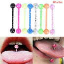 8PCS/Set Mix Stainless Steel Colorful Barbell Tongue Bar Ring Piercing Jewe FT