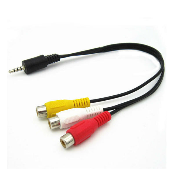 3.5mm Mini AV Male to 3RCA Female M/F Audio Video Cable Stereo Jack Adapte YCJ