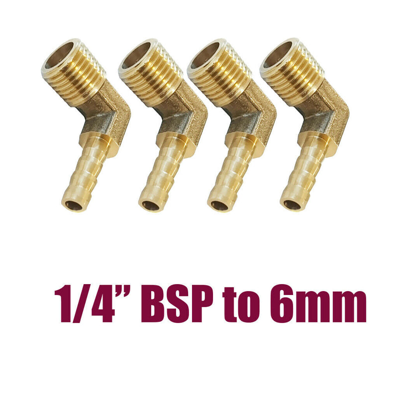 4x1/4 Inch NPT Male Threads X 6mm Inch Barb Elbow Fuel Hose Barb Fittings