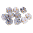 10X D20 Polyhedral Game Dice for RPG Dungeons and Dragons Party Games White