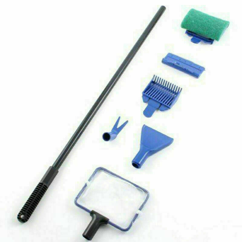5in1 Fish Tank Aquarium Cleaning Brush Gravel Rake Sponge Net Fork Gift