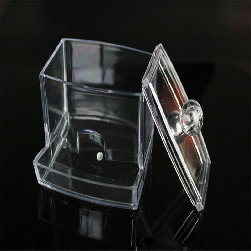 Clear Acrylic Cotton Pad Swab Q-tip Storage Bud Holder Box Makeup Organizer new