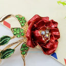 Fashion Women Alloy Rose Rhinestone Brooch Pin Wedding Bouquet Jewelry Gift