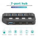 7 Port USB 3.0/USB 3.1 Hub Splitter High Speed USB3.0 Adapter for PC Laptop