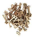 100 Natural Wooden Key Shapes Crafts Embellishments Scrapbooking Decorations
