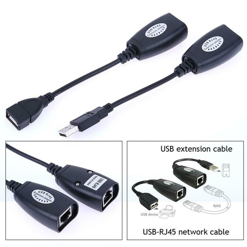 USB to RJ45 Extender USB 2.0 Extension Extender Adapter Up to 150ft