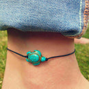 String Tie on Bracelet Anklet Turquoise Turtle Calming Jewelle Beach Surfer R4D4