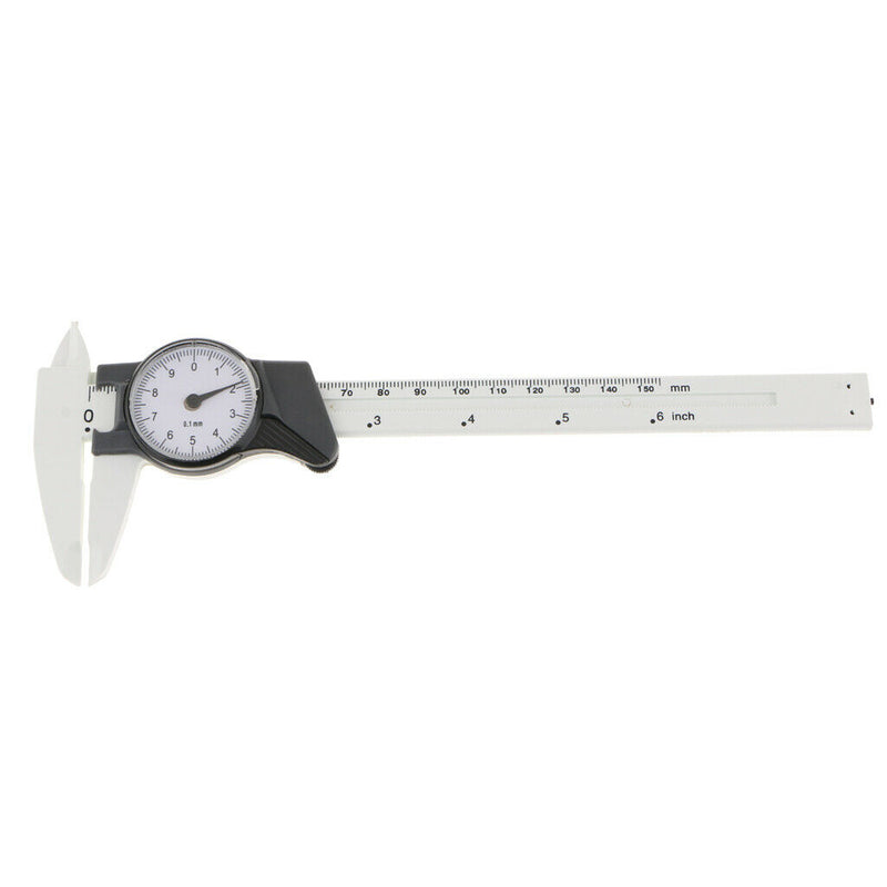 150 mm 6 inch Dial Caliper Plastic Vernier Meter Outside Inside   Black