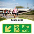Photoluminescent Plastic Fire Exit Sign All Direction Arrows (Left Down) A