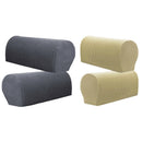 Set of 4 Pcs Elastic Flannel Sofa Furniture Armrest Covers Gray & Beige