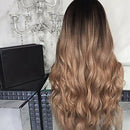 Gradient Blonde Party Wig Long Curly Hair Mixed Color Synthetic Wig