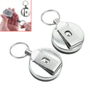 2 pcs Metal Retractable Retracting Card Holder Clip Key Split Ring Pull O AWS
