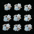 10x Diamante Crystal Flower Flatback Craft Buttons Scrapbook Embellishment