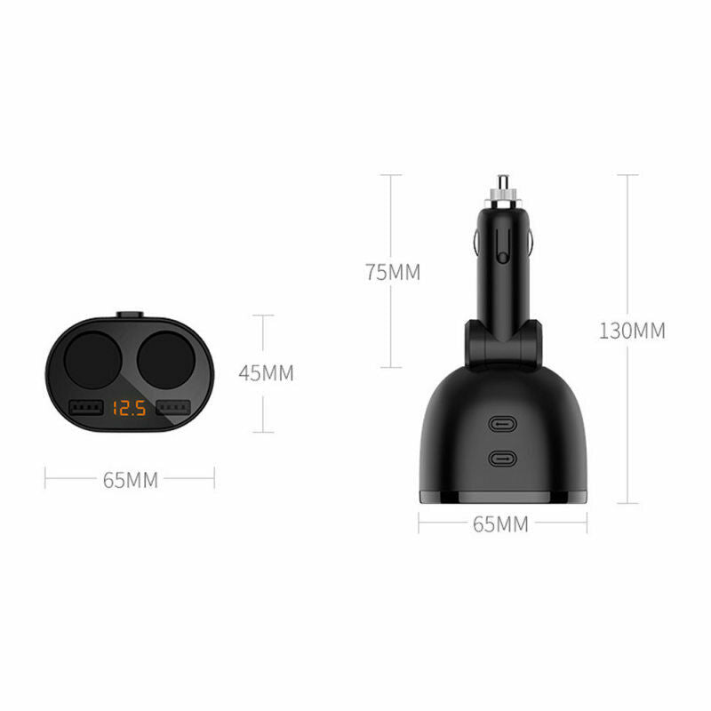 Fireproof Dual USB Car Charger One Point Two Car Cigarette Lighter Black sd KUZ