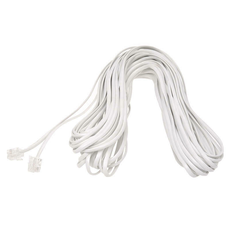 White Male 6P2C RJ11 Plug Telephone Fax Modem Line Cable, 14M for Landline  R1I2