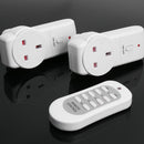 2pcs UK Plug Power Outlet Light Switch Socket+1pc Wireless Remote Control A