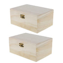 2pcs Plain Wooden Treasure Chest Wood Jewellery Storage DIY Making Craft Box