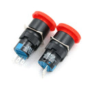 2PCS 16mm Cutout Twist Release Emergency Stop Mushroom Push Button Switch JR
