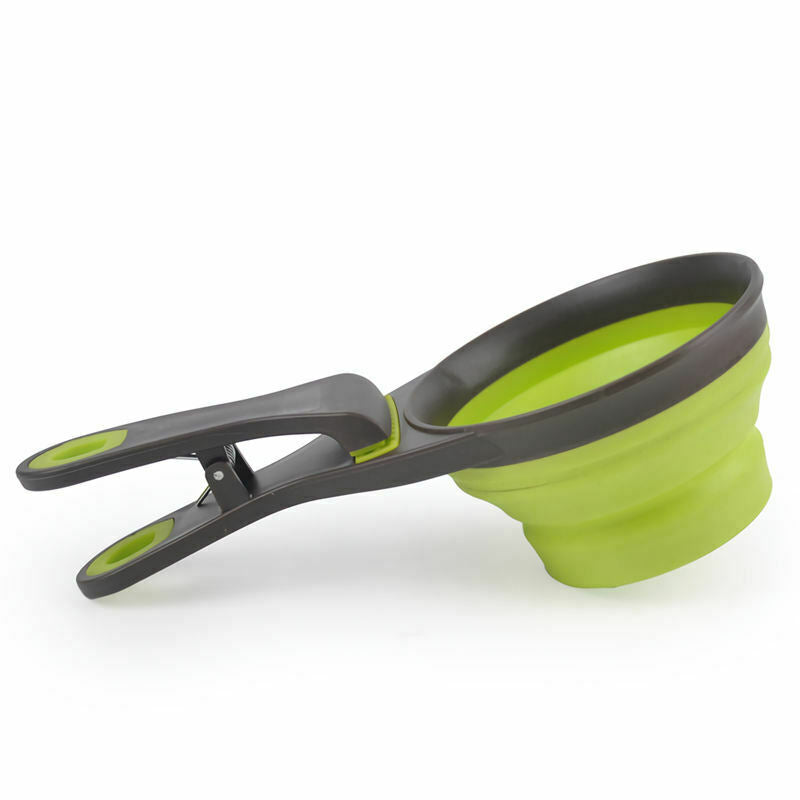 2 in 1 Collapsible Travel Clip Food klipscoop Measuring Cups for Pets Puppy S3P4