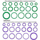 1X(540 Pcs /18 Sizes Rubber O Rings, Green/Purple Sealing Washer Assortment