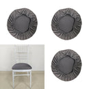3Pcs Stretchable Dining Chair Seat Cover for Wedding Party Removable Gray