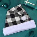 Christmas Hat Santa Claus Costume Unisex Xmas Plaid Cap Home Party Decor Hn