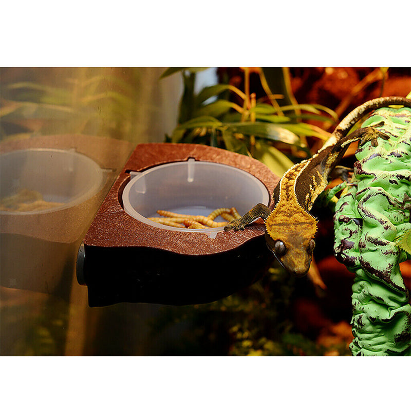 2pcs Mini Magnet Feeding Ledge For Gecko Diet, Food or Water & Plastic Cup Bowl