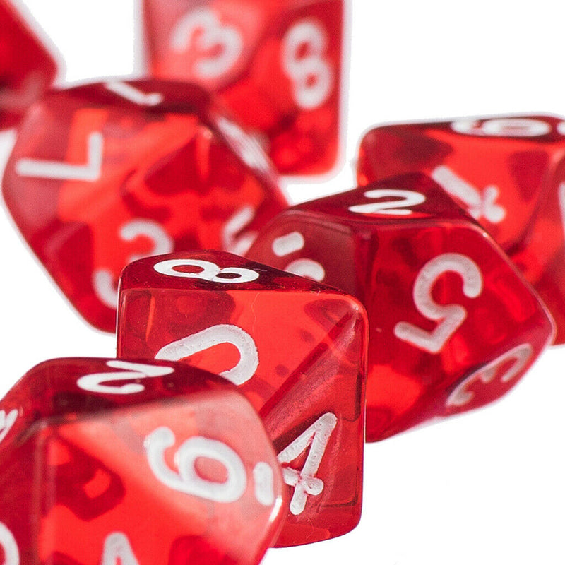 20 Pack Clear D10 Dice 10 Sided Dice for D&D RPG MTG Accessories Red&Purple