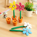 6Pcs Creative Sunflower Ballpoint Pen Cute Flower Pot Modeling Beautiful De