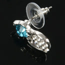Women Fashion Rhinestone Cat Ear Stud Earrings Necklace Jewelry Set Q7C4